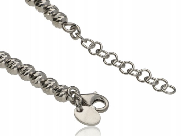 Srebrna bransoletka kuleczki diamentowane 4,54g 925 17/20cm - zdjęcie 2