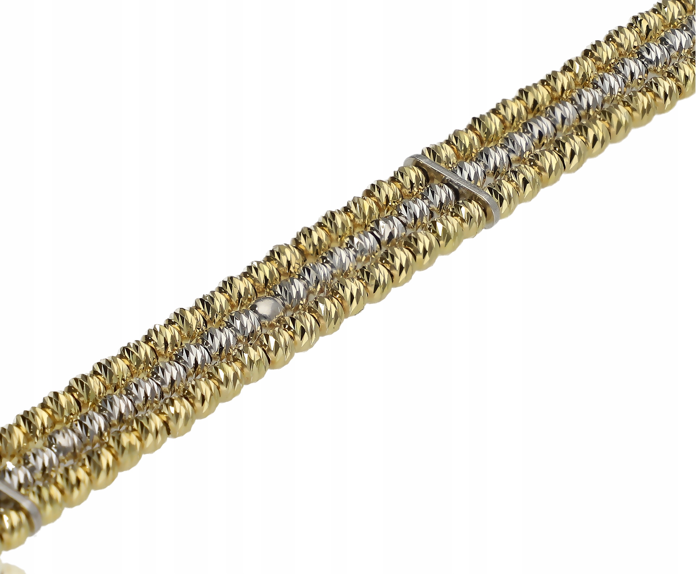 Srebrna bransoletka pozłacane kuleczki diamentowane 9,35g 925 17/20cm - zdjęcie 1