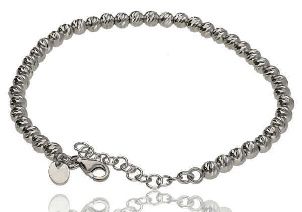 Srebrna bransoletka kuleczki diamentowane 4,54g 925 17/20cm - zdjęcie 1